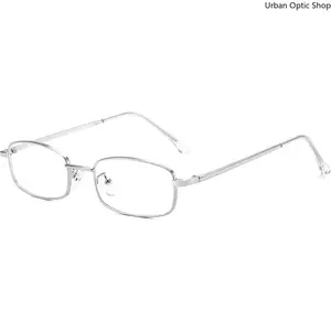 XUH Women's Y2K Vintage Blue Light Glasses, Metal Rectangle Frame Fake Nerd Eyewear, Gold Silver Anti Eyestrain Computer Glasses for Daily Office