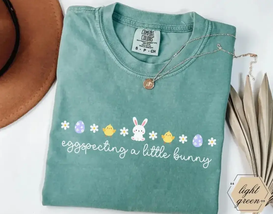 Comfort Colors Eggspecting A Little Bunny Pregnancy Announcement T-shirt, Easter Pregnancy Announcement T-shirt, Expecting Mom Pregnancy Reveal