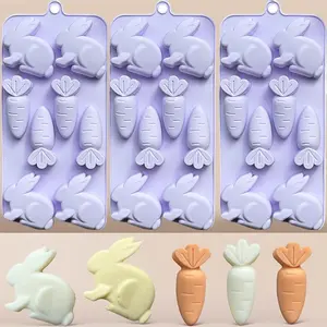 Easter Bunny Silicone Mold 3-Pack: 3D Bunny & Carrot Molds Set, Non-Stick Baking Molds for Chocolate, Candy, Resin, Candle Making (Food Grade)