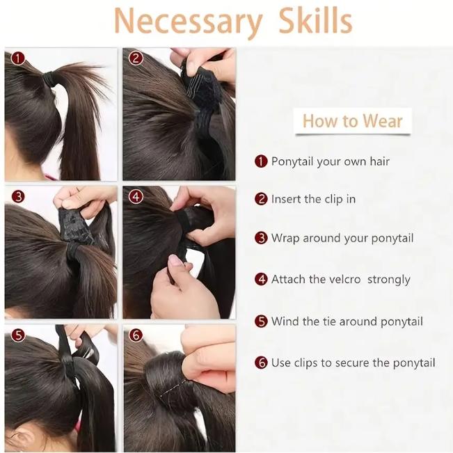 "Brazilian Body Wave 100% Human Hair Ponytail Extension, Clip In Magic Ponytail Hairpiece, Natural Black 8-30 Inch, Easy Wear & Long Lasting for Daily & Party Use "	