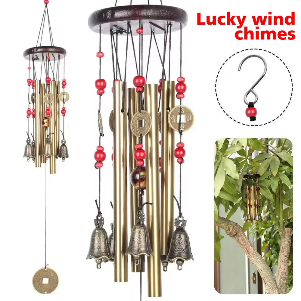 1pc Vintage-Style Bronze Wind Chimes Featuring Rust-Resistant Metal Tubes, Handcrafted Traditional Crafts Suitable for Outdoor Patios, Backyards, Front Yards, And Garden Decoration, Producing a Calming Sound