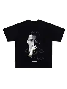 2025 Summer Cristiano Ronaldo Football Superstar Super Fashion Printed Short sleeved Crewneck T-shirt Men's Distress T-shirt