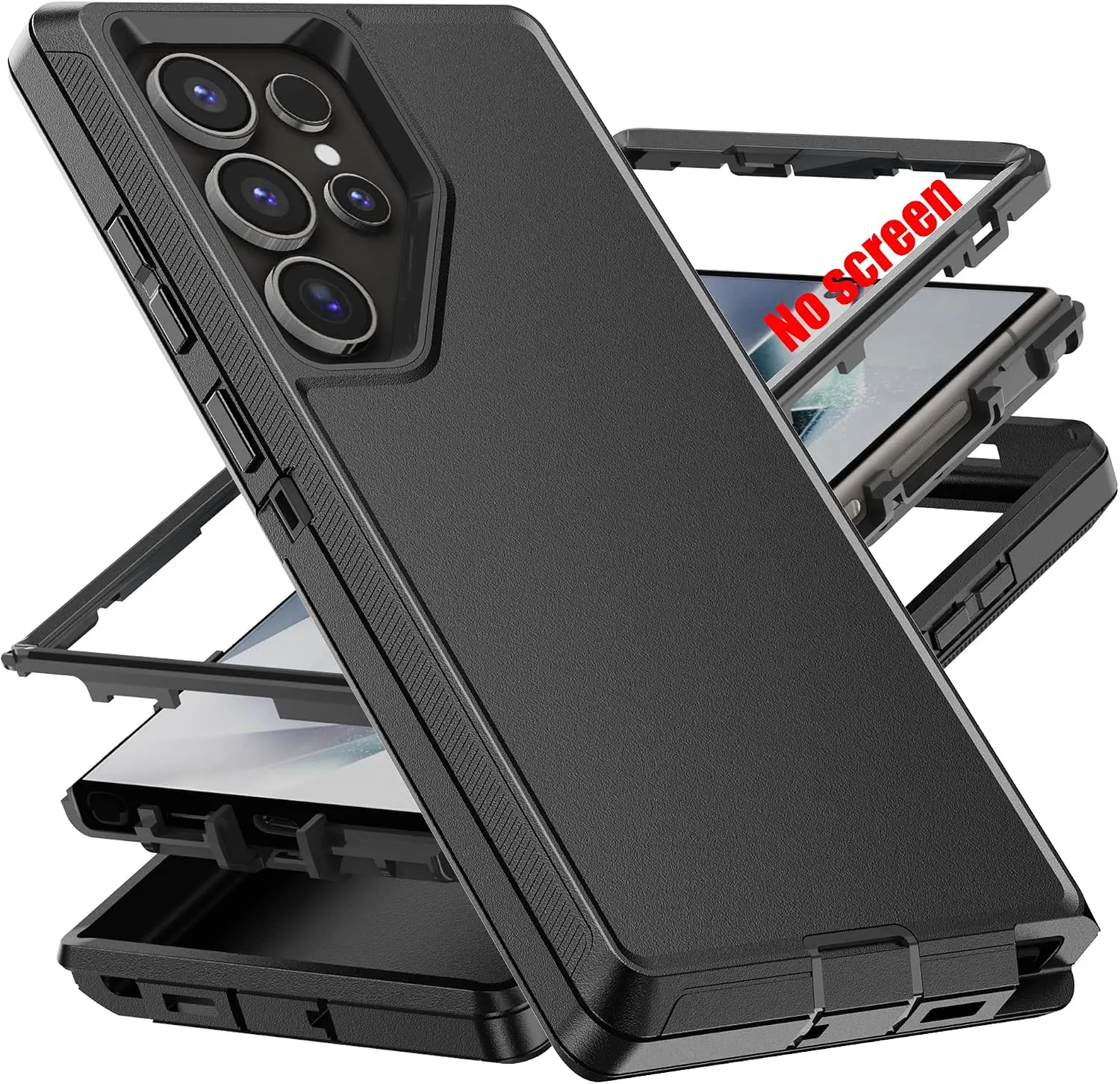 for S24 Ultra Case,[Military Grade] 3 in 1 Full Body Shockproof Dust/Drop Proof Heavy Duty Protection Cover,for Samsung Galaxy S24 Ultra 6.8 Inch,Black