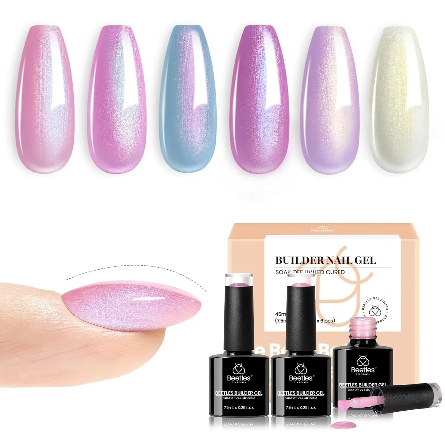 Builder Gel Nail 6 Colors Set Pearly Moon-7.5ml