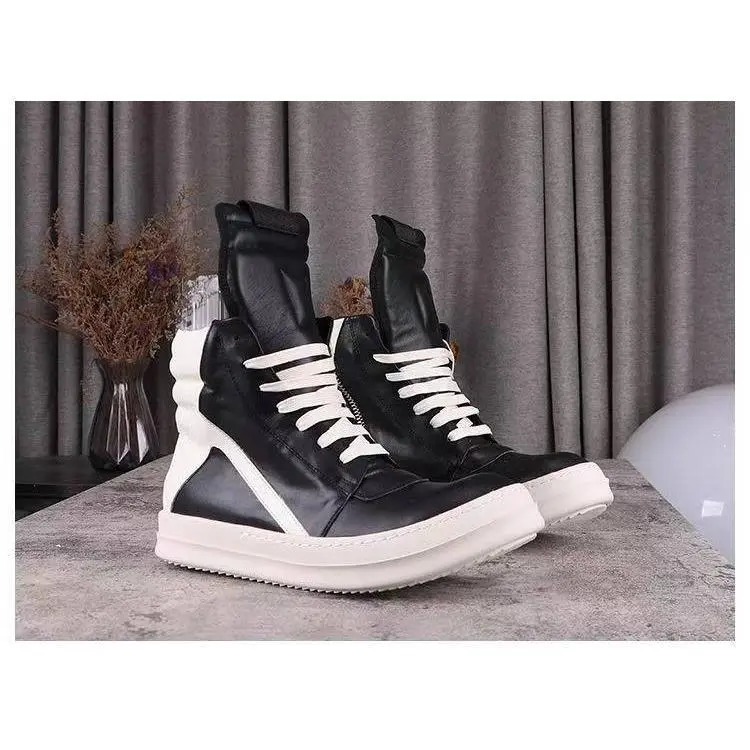 Retro shoes Black Leather High Top quality Men Shoe Zipper Women Sneaker Casual  Designer boots & Shoes