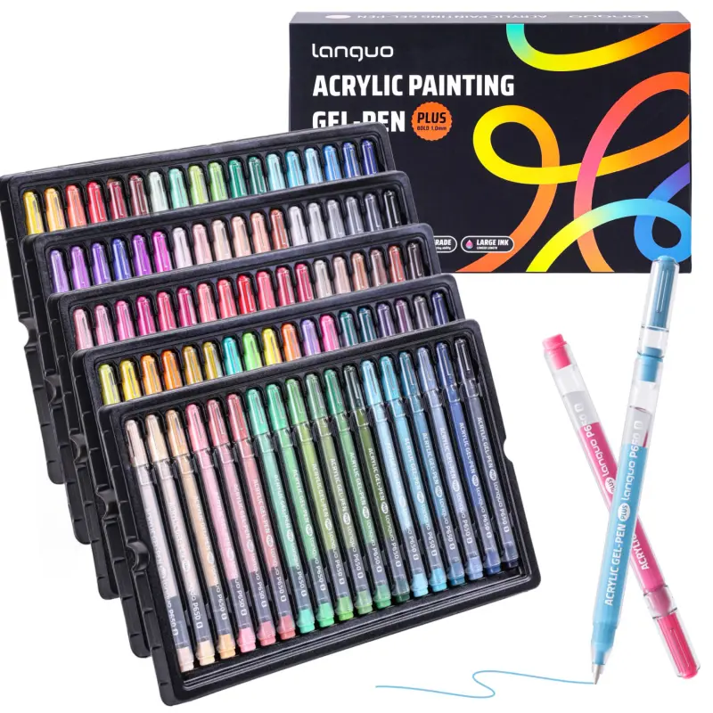 Acrylic Gel Pens for Coloring Books, Quick Dry, 1.0mm Fine Point Gel Marker Pen for Diary,Card,DIY,Coloring, Doodling, Scrapbooking Supplies Stackable colors, Acrylic Gel Pen