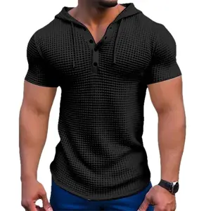 Men's Slim Beach Hooded Pullover Sweatshirt - Short Sleeve, Pullstring Design, Menswear Top, Sweatshirts