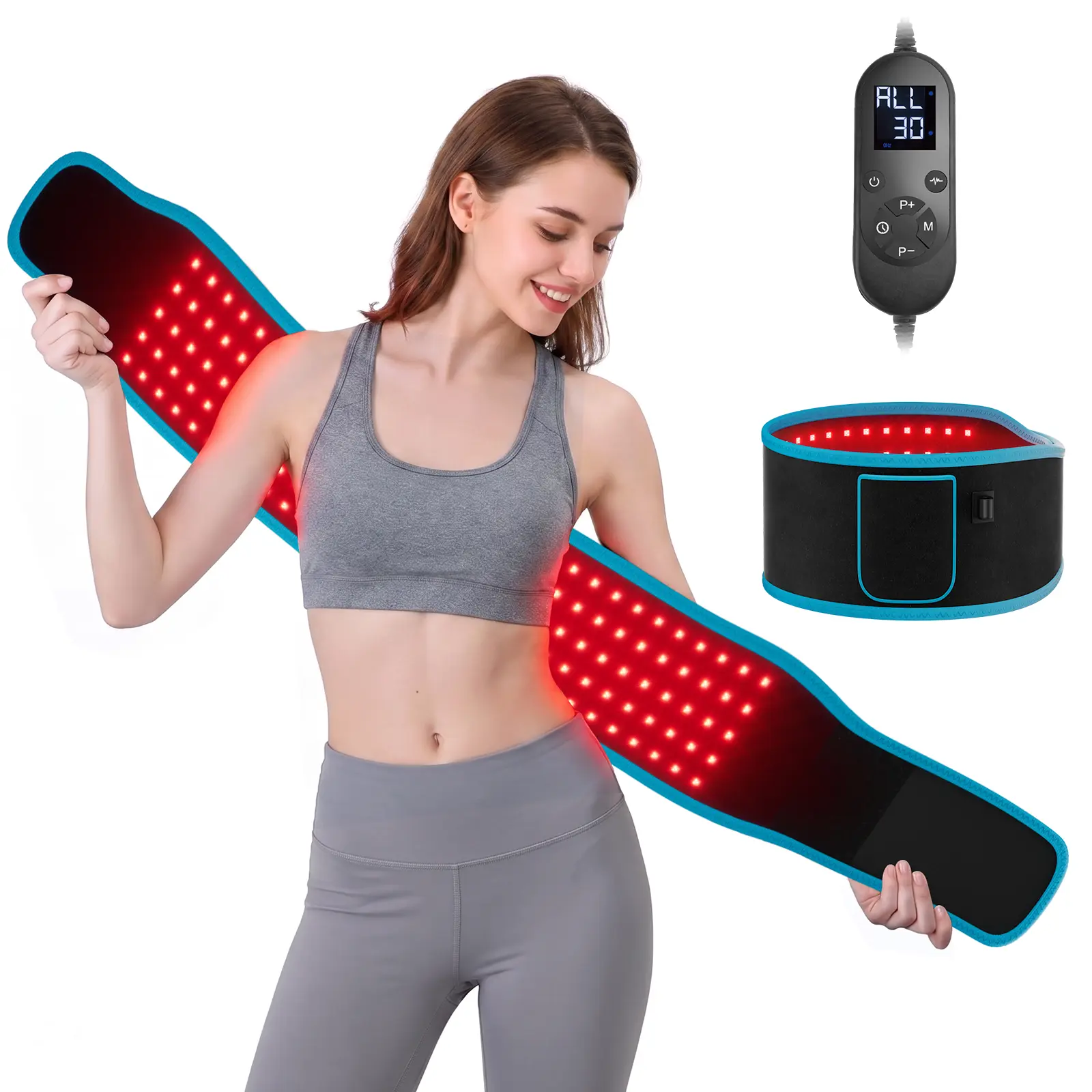 Red Light Therapy Infrared Light Therapy Belt for Body Waist Back Shoulder Leg Knee Muscle Relief, LED 660nm 850nm Wearable Large Red Light Belt with Timer Remote, Ideal Gift for Woman Man