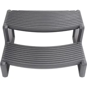 HECASA Spa Step Hot Tub 2-Step Universal Outdoor Indoor Step Stool Pool Ladder Plastic Slip Resistant Striped - Dark Gray Furniture