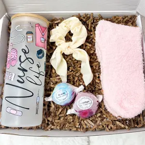Nurse Gift Box RN Gift Idea Healthcare Worker Tumbler 25Oz Nurse Frosted Tumbler Girl Gift Box Graduation Present Sister Gift Girlfriend Gift Box Self Care Items Nurse Life Gift for Nurse Graduation Nursing School Women Gift Box Bath Bombs Fuzzy Socks