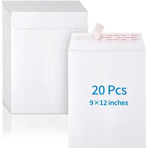 20 Pack Catalog Envelopes Self Seal 9 x 12 Inches Catalog Mailing Envelopes White Manila Envelopes for Mailing Organize Storage Home Office