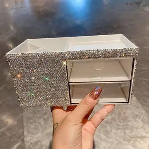 Bling Diamond Storage Box Multi-Layer Drawer Organizer, Transparent Acrylic Jewelry Holder, Style Girl Desktop Organizer Rack