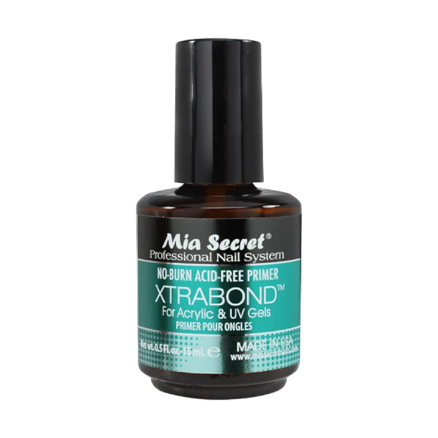 Mia Secret XTRABOND No-Burn Acid-Free Safe Nail Primer, 0.5oz Cosmetic Bottle, Ethyl Acetate-Free, for Acrylic & UV Light Gel Manicures, Smooth-Apply Formula, Enhancing Finish, Professional Youth-Focused Nail Care for Small Projects
