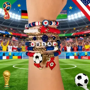 2026 Football Soft Ceramic Bracelet Set, Stackable Football Fan Bracelet