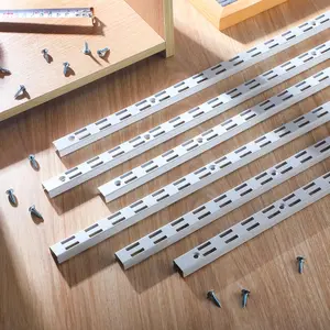 6 Pcs Dual Track Upright Wall Shelving System Heavy Duty Support System Twin Slot Shelf Rail White 25 Inch for Pantries Linen Closets Laundry Rooms Metal Decor Installation Kit