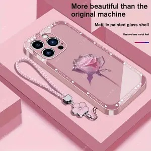 Suitable for [iPhone 14 Pro] Brand new premium phone case,  Free four-leaf clover lanyard，drop-proof and fingerprint-resistant，simple and elegant design，multiple colors available YM99