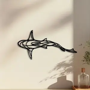 1pc Shark Metal Wall Art, Shark Pendant, Perfect for Garden Wall, Summer Decor, Ideal Gift for Collectors, Salt-Resistant Metal, Modern Art Design, Home Decor Accessory