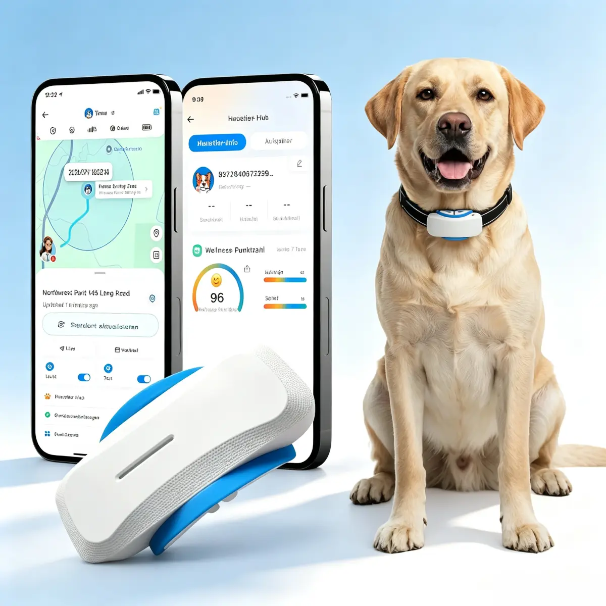 AI-Powered GPS Dog Collar with Built-In SIM Card, Real-Time Tracking, Geo-Fence, Waterproof Design, AI Health Monitoring for 30lbs+ Medium-Large Escape Artist Dogs, iOS & Android Compatible, White