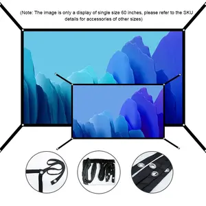 16:9 Extendable Projector Screen, Foldable for Easy Storage, Ideal for Most Projectors, Perfect for Home Theater, Sizes 60-150 Inches