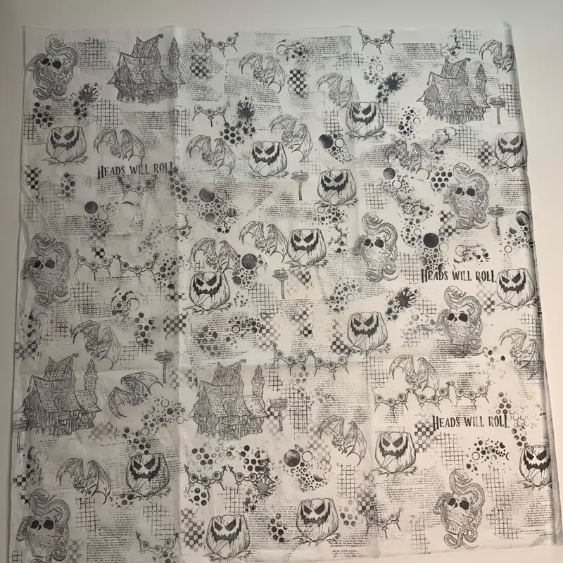 Handmade Stamped Tissue Paper – Full Size 19.5×20 Inches for Junk Journals & Crafts