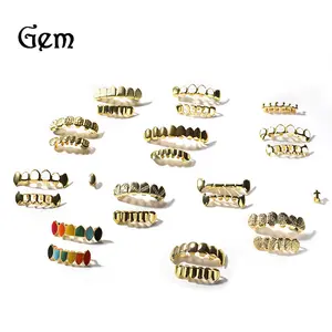 Gold Teeth Grills HIPHOP Real Gold Electroplated Glossy Teeth Grills Hip-Hop Accessories TeethGrills