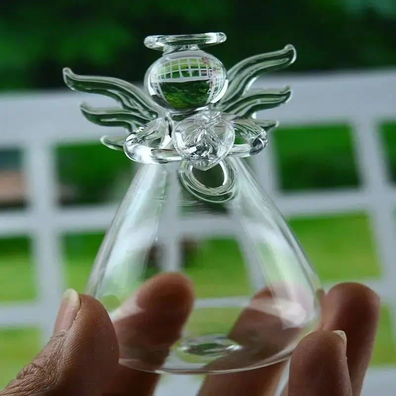 CLEAR ANGEL SHAPE GLASS HANGING VASE