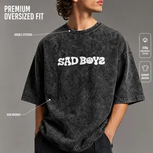 SAD BOY Washed Cotton Tee - Emo Aesthetic Oversized Garment Washed T-shirt for Gym & Streetwear | Sinner, RIP Love, Sad Boyz Vibes - Stay Sad but Strong for Summer  Emo Summer