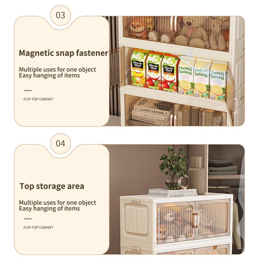 No Assembly Required Foldable Storage Cabinet with Wheels, Large Capacity Double Door Dustproof Closet Organizer for Bedroom, Small Apartment, Rental Home