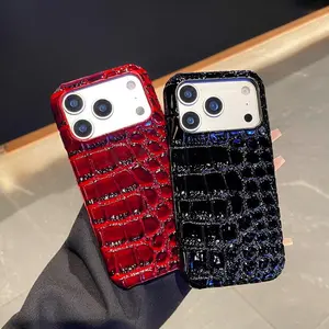 Luxury Advanced Glossy Crocodile Skin Pattern Phone Case For iPhone 17 16 15 14 Plus 13 12 11 Pro Max XS MAS XR Protect Cover
