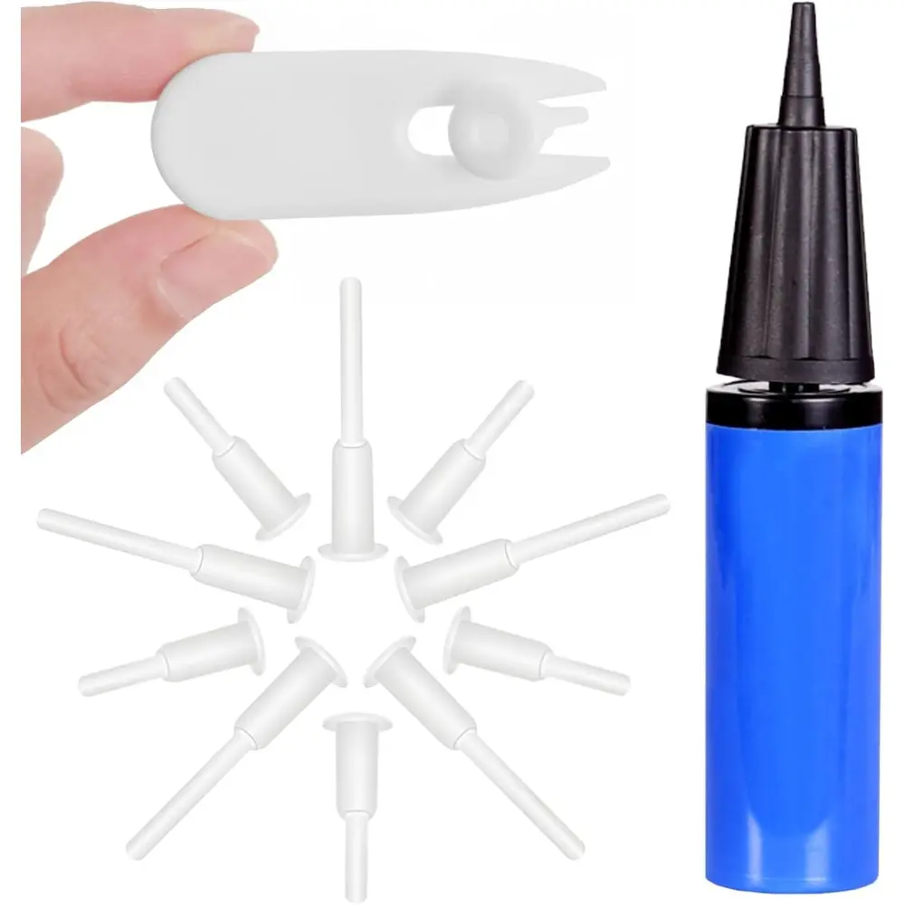 Portable Hand Air Pump Kit for Exercise & Yoga Balls, Includes 10 Plastic Replacement Plugs & 2 Removers for Easy Deflation