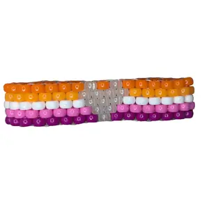 Lesbian Pride Flag and Glowing Heart perfectly presented as a bracelet available in 6 sizes kandi bracelet pride bracelets