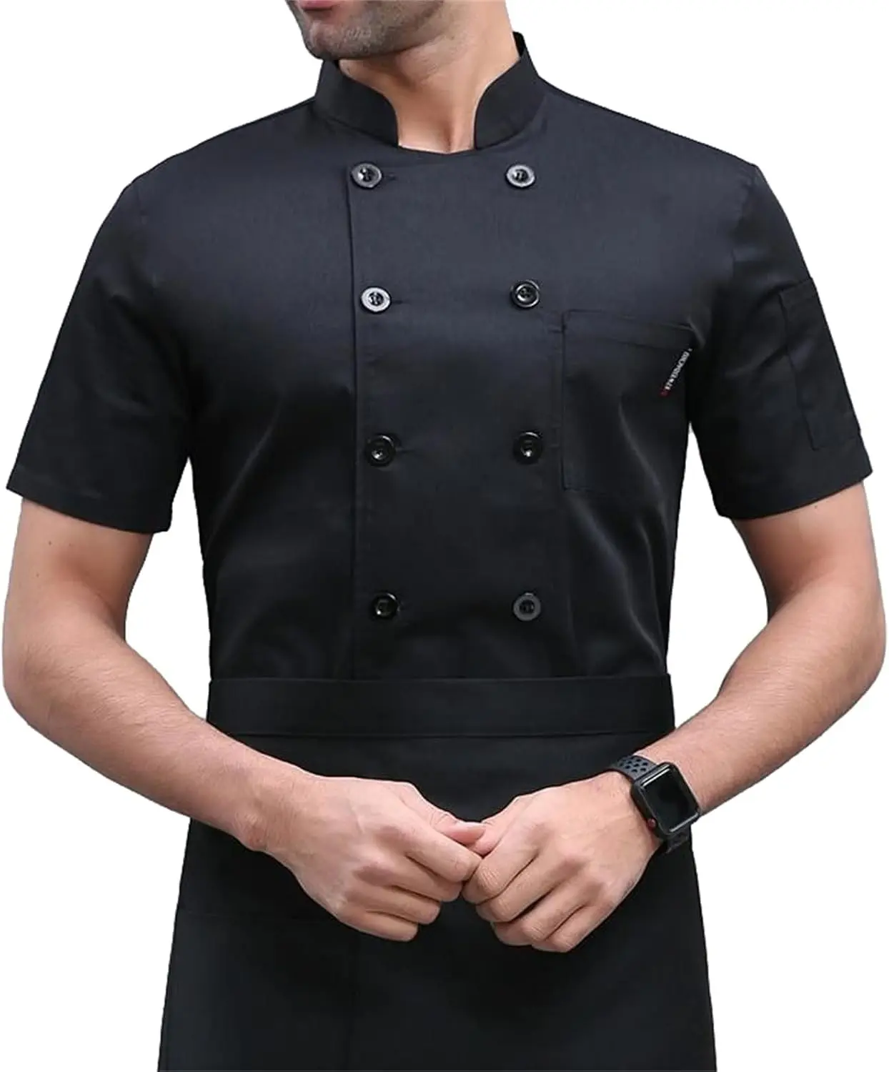 Men's Chef Coat Uniform Short Sleeve Cook Jacket Restaurant Kitchen Work Clothes