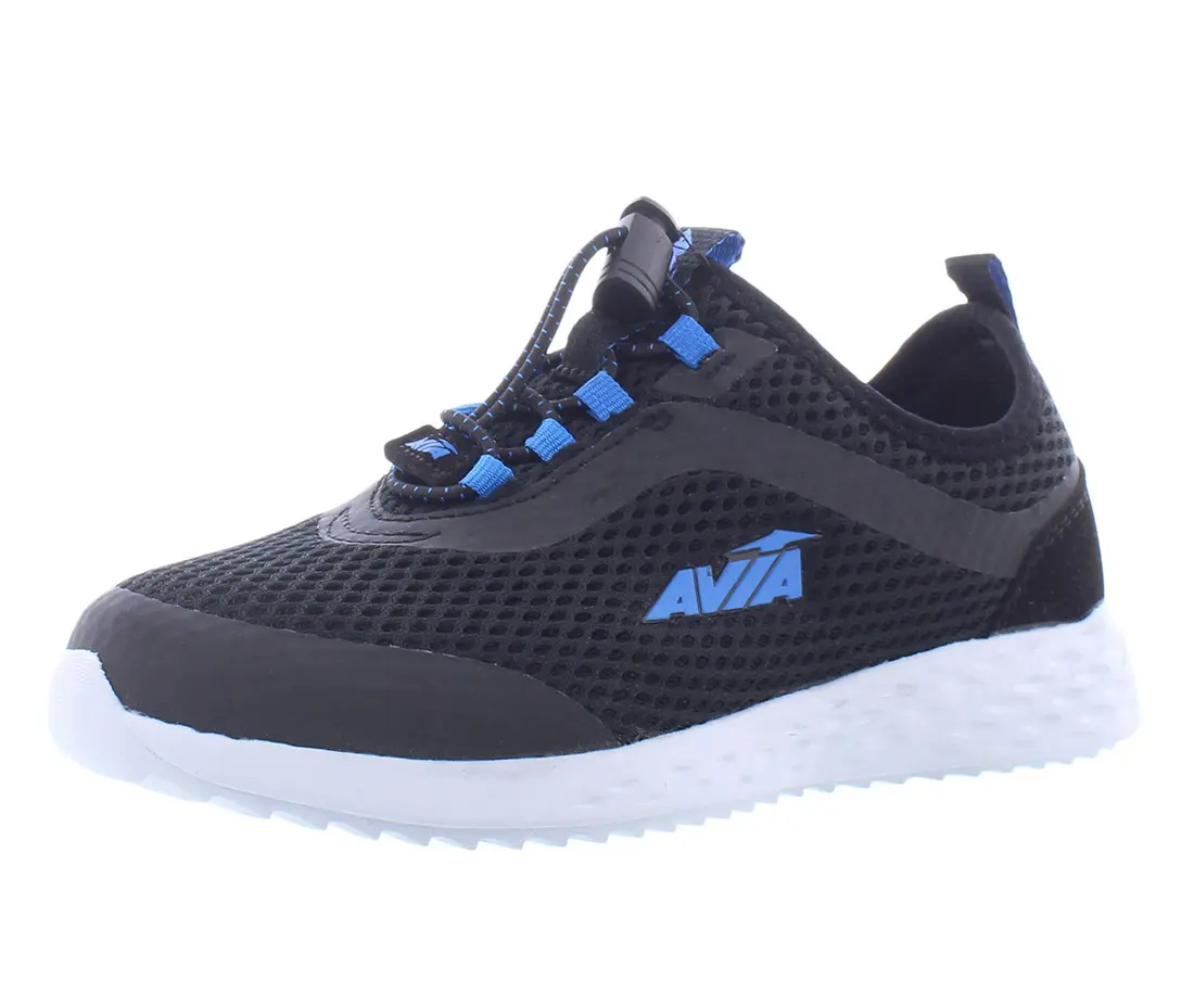 AVIA Boys' Avi-Spirit Sc Mesh Running Shoes, Lightweight Athletic Sneakers with Hook and Loop Strap, Kids Sizes, Single Pair, Hook Straps, Mesh Fabric, Kids/Junior, Fitness, Casual Kid's Sneakers
