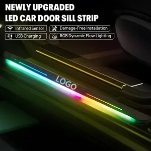 4PCS Magnetic LED Car Door Sill Welcome Light | RGB Sensor Activated Step Lamp for All Vehicles | Wireless USB Charging Interior Decorative Pedal | Easy Install Welcome Ghost Shadow Light Tube Tail Lights Tacoma Headlight Fuse Assortment Kit with Puller