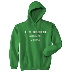 I Like Leprechauns and Maybe 3 People Hoodie Funny Sarcastic St Patricks Day Outfit Graphic Novelty Shirt Unisex Vintage Fashion Hoodies Saint Patrick's Day Hoodie Funny Introvert Pullover Novelty Sweatshirt Green