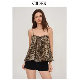 Cider Women’s Chiffon Square Neck Leopard Bowknot Cami Top, Lady Leopard Printed Top for Daily Summer Wear, Cute & Sexy Top for Summervibes #dealsforyoudays