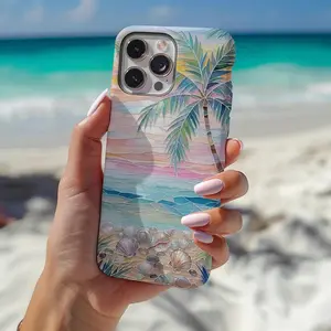 Pastel Sunset Shell Beach TPU Smartphone Cover - Protective Handheld Casing for iPhone 13/12/11/14/15/16/17, Phone Accessories with Full Protection, Ideal Holiday Gift for Friends summerwins