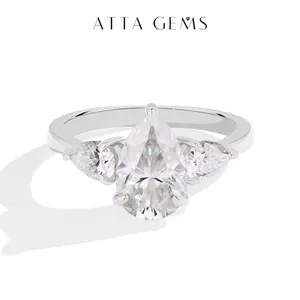 3CT Pear Shape D Color VVS1 Synthetic Moissanite Ring  for Women  Sparkling Birthday  Gift  Engagement  Wedding  Daily wear Jewelry R198