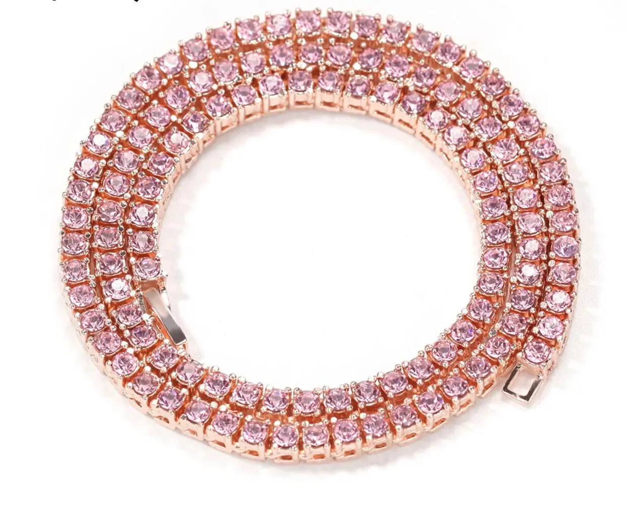 zinc alloy full pink stone tennis chain choker