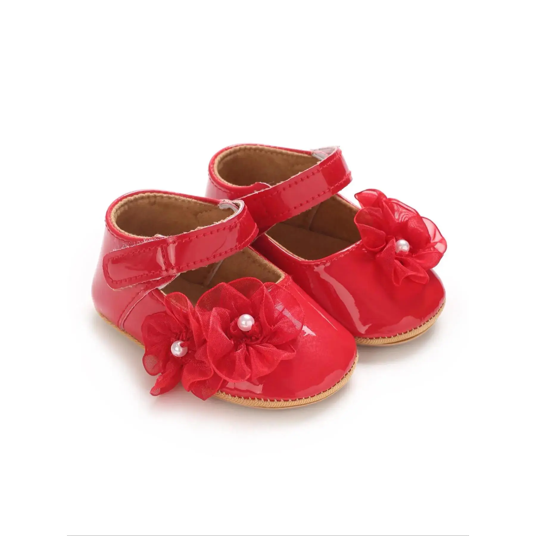 (New)Baby Girl's Cute Flower Decorated PU Leather Flat Shoes, Elegant Princess Style Anti-slip Walking Shoes for Baby, Newborn Infant Toddler Girls Shoes