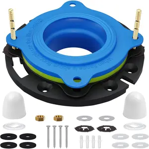 Flange Repair Kit with Flange & Elastic Wax Ring for Install, Ring Seal, Gasket Seal Kit Include Nuts, Washer, Bolts and Bolt Caps