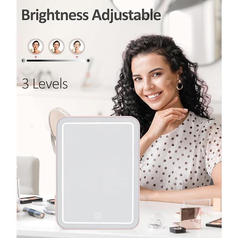 Mini Skincare Fridge (4 Liter/6 Can) with Dimmable LED Light Mirror, Cooler and Warmer for Refrigerating Make Up, Skin Care and Food, Portable Mini Fridge for Bedroom, Office and Car, Pink