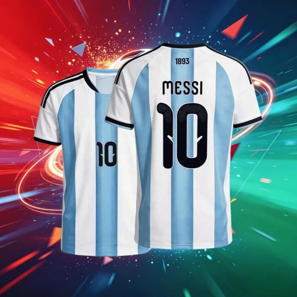 10# Messi 2026 Argentina Home Short Sleeve Soccer Jersey Blue and White Casual