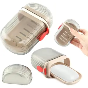 2pcs Leakproof Portable Clear Travel Soap Case with Lid Soap Container Holder for Travel Bathroom Shower