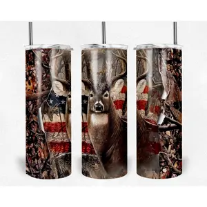 Deer United States 20 OZ Stainless Skinny Insulated Tumbler