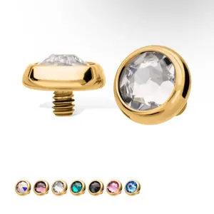 Invictus 14G 24KT Gold PVD CZ Titanium Threaded End