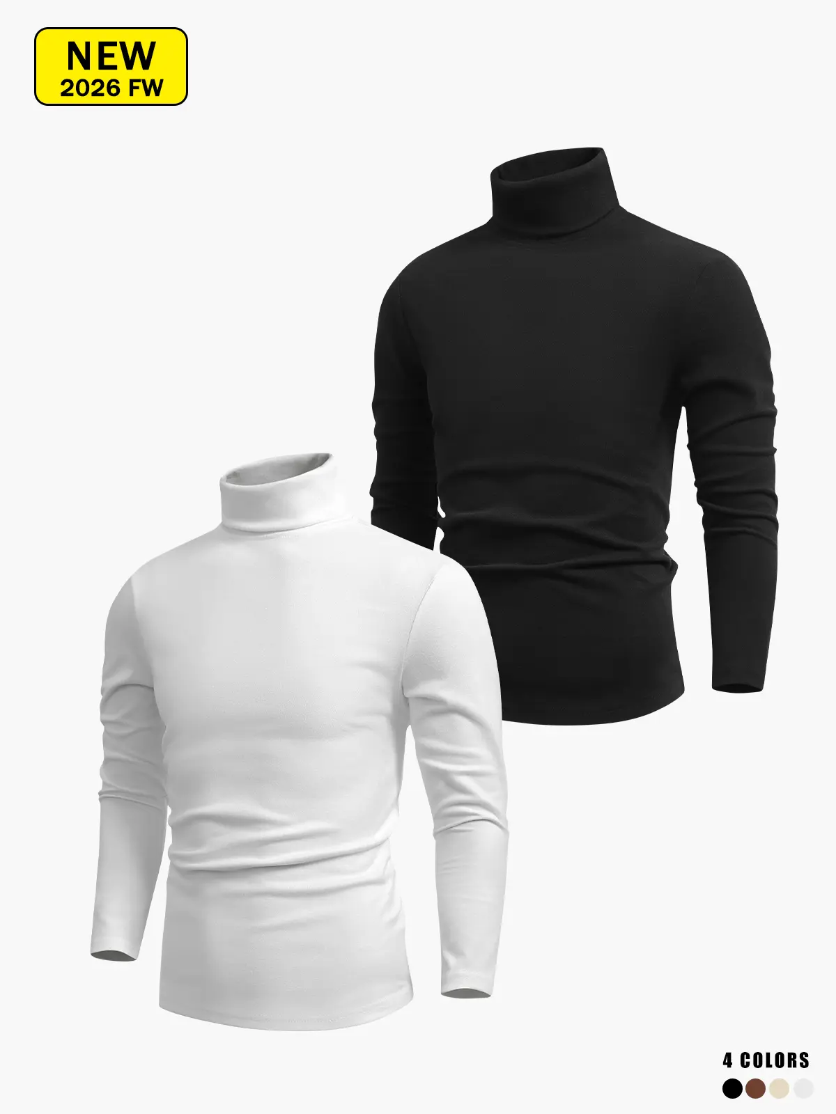 Men’s high-neck fleece sweatshirt, warm and soft fleece base layer, stretchy slim-fit close-fitting underwear, long-sleeve inner top for autumn and winter