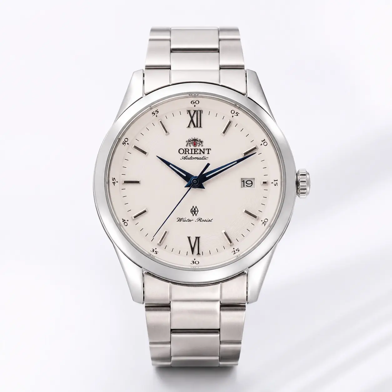 Orient Men's Automatic Mechanical Watch - Vintage, Roman Numeral Dial, Date Display, Textured Dial, Waterproof, Casual/Business Dress Wristwatch, Stainless Steel Bracelet or Crocodile Grain Leather Strap, Luxury Analog Gift for Men