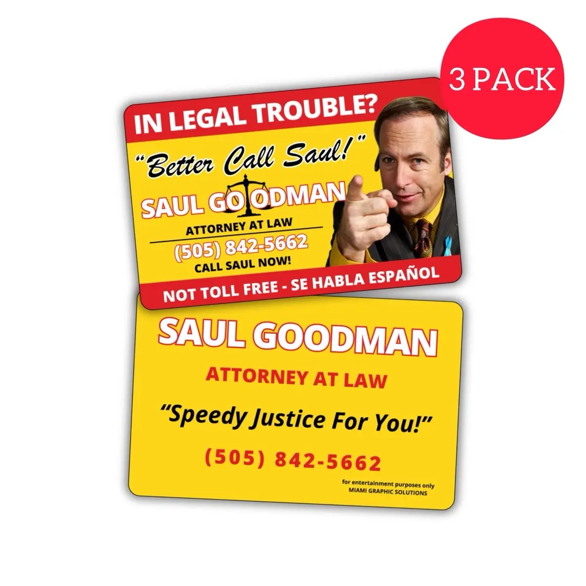 Saul Goodman Lawyer's Card from Better Call Saul (3 Pack)
