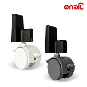 ONAIL Lockable Caster Wheels for Storage Boxes (4-Pack) – 360° Swivel, Grey White, with Connectors for Stackable Cabinets